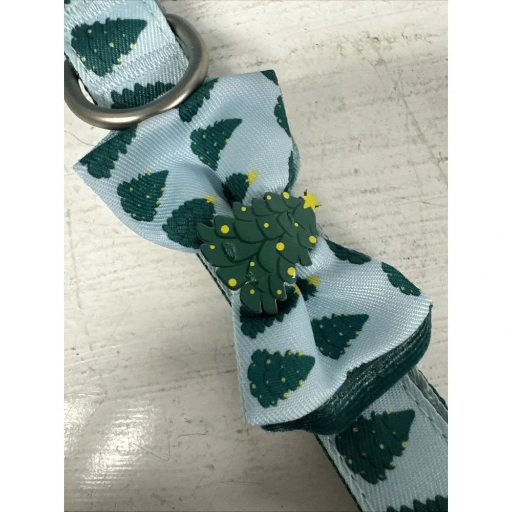 Merry Bright‎ Holiday Dog Collar Green Light Blue Christmas Tree Size L 16
